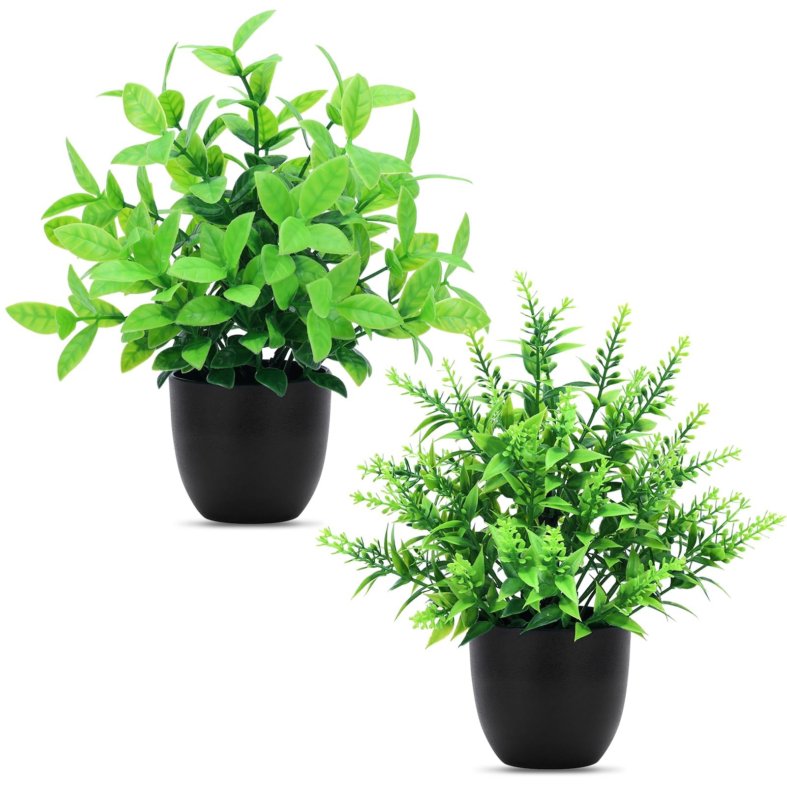 2 Pack Mini Potted Artificial Greenery Decorations For Bathroom Office Home
