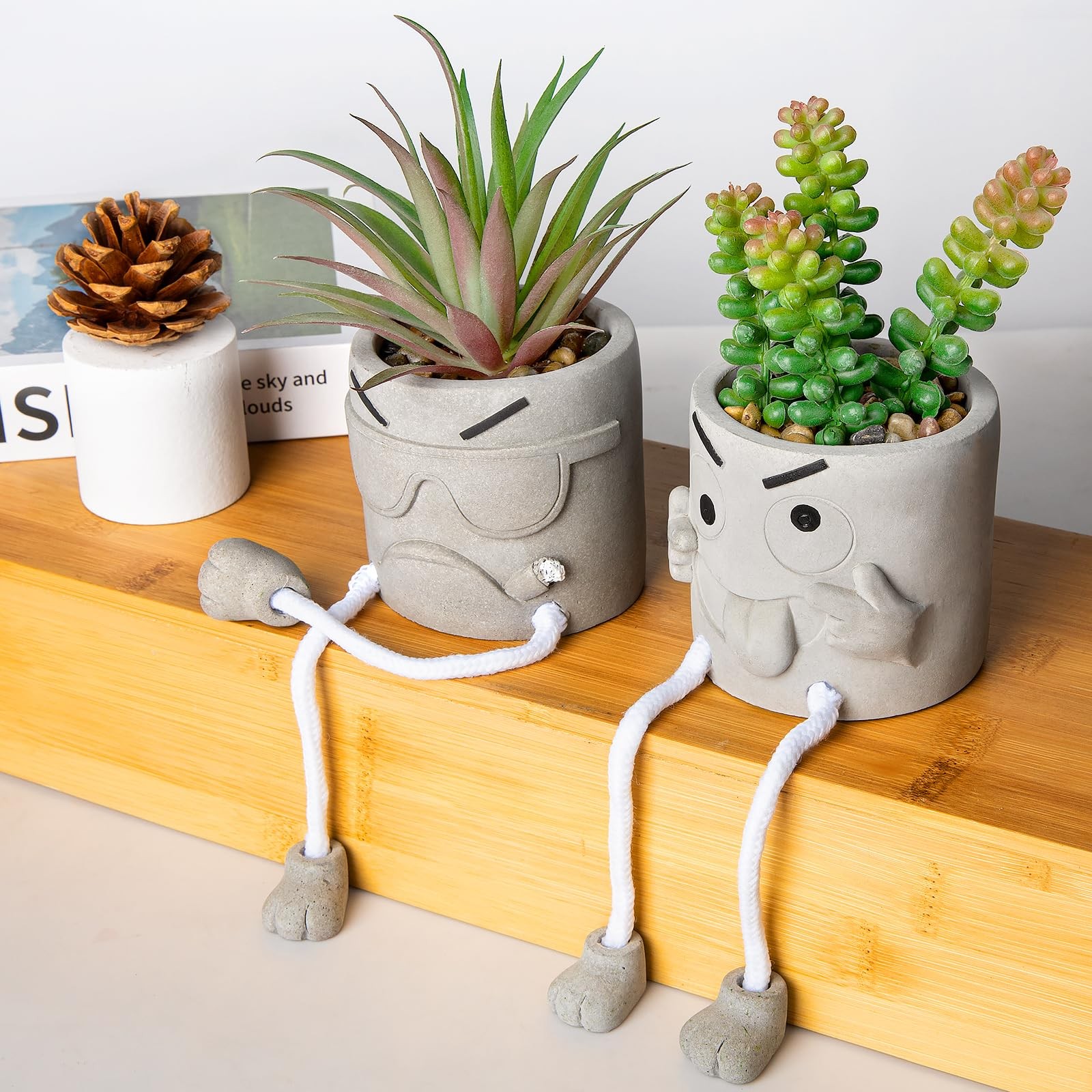 Creative Artificial Succulent Plants in pots – 4 Pieces Mini Fake Plant Faux …