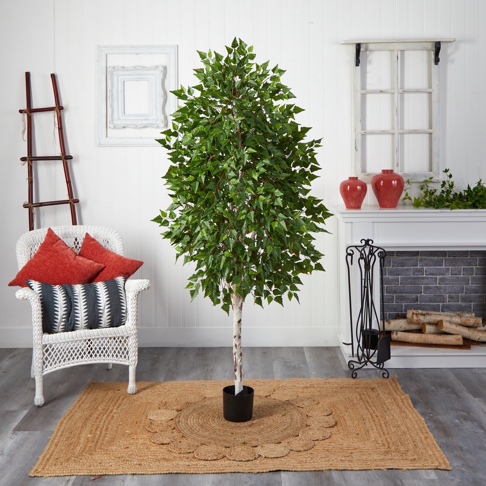 6’ Birch Artificial Tree with Natural White Trunk Home Decor. Retail $199