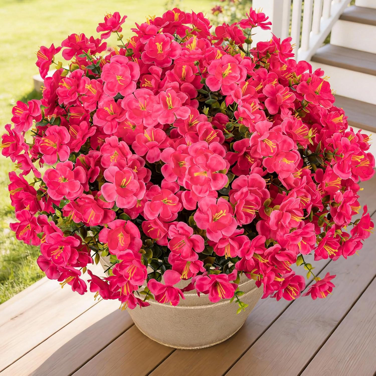 16 Bundles Realistic Artificial Camellia Flowers for Outdoor, UV Resistant Faux