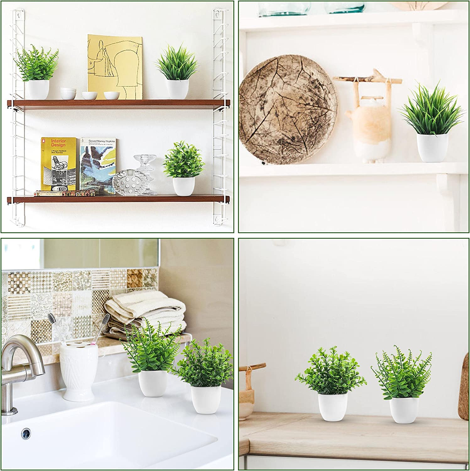 4 Pack Small Fake Plants in Pots, Faux Plants Indoor for Home Office Bathroom Sh
