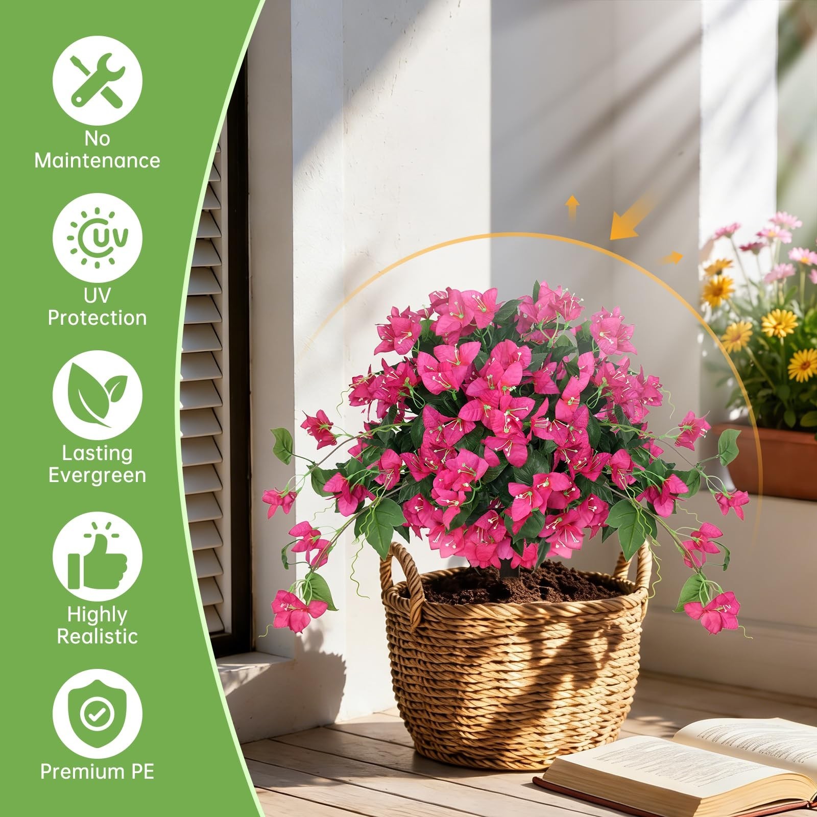 2Pack Faux Bougainvillea Topiary Balls – UV Resistant Silk Plants for Outdoor De