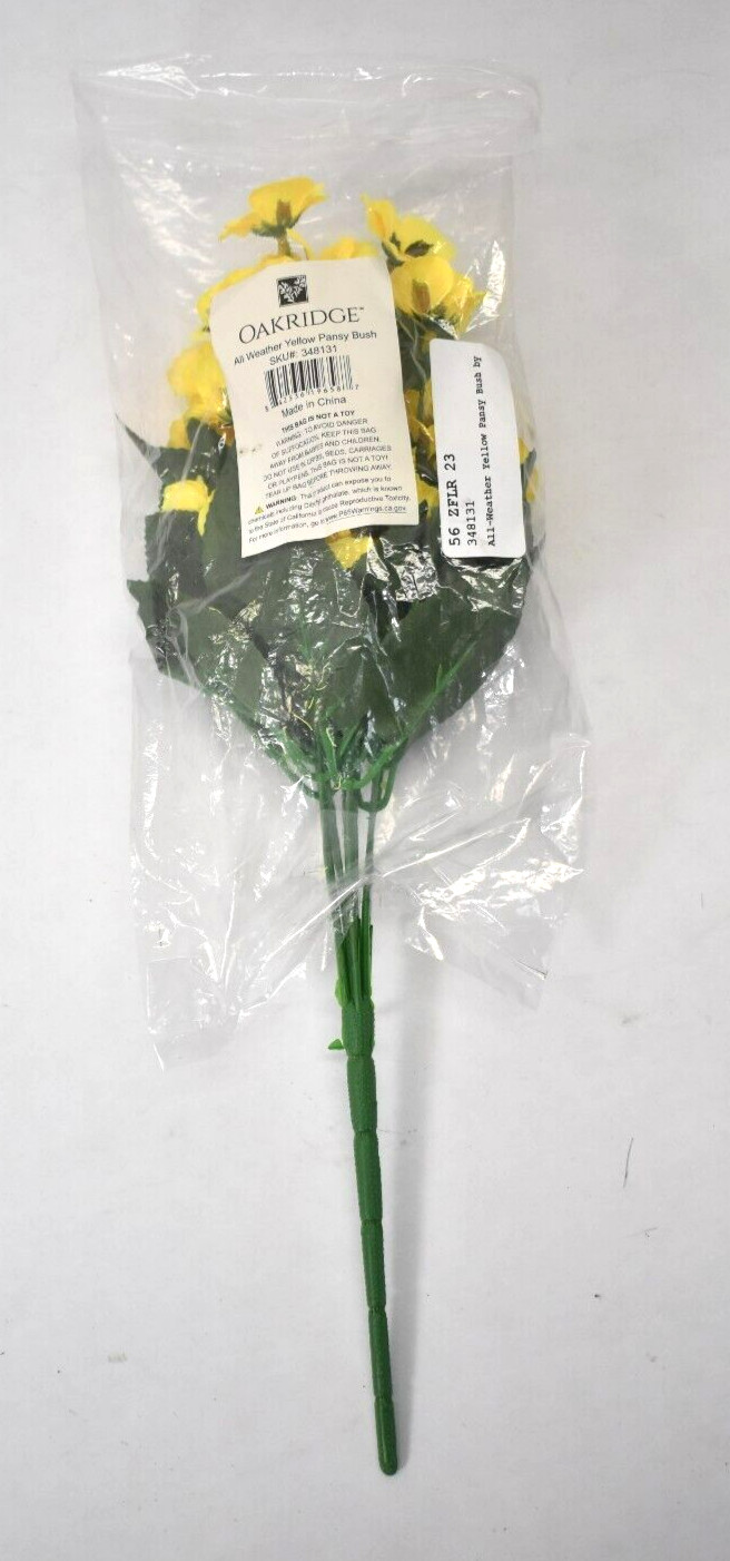 Oakridge Faux Flower Decorative Silk Floral Decor All Weather Yellow Pansy Bush