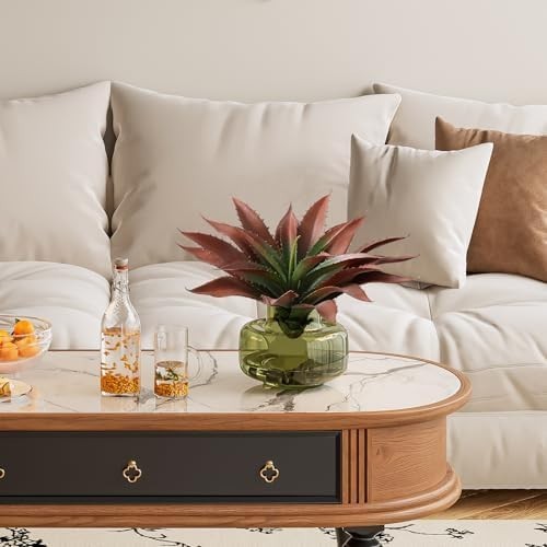 JUSTOYOU Large Artificial Succulents Aloe Plants Real Touch Fake Large, Red