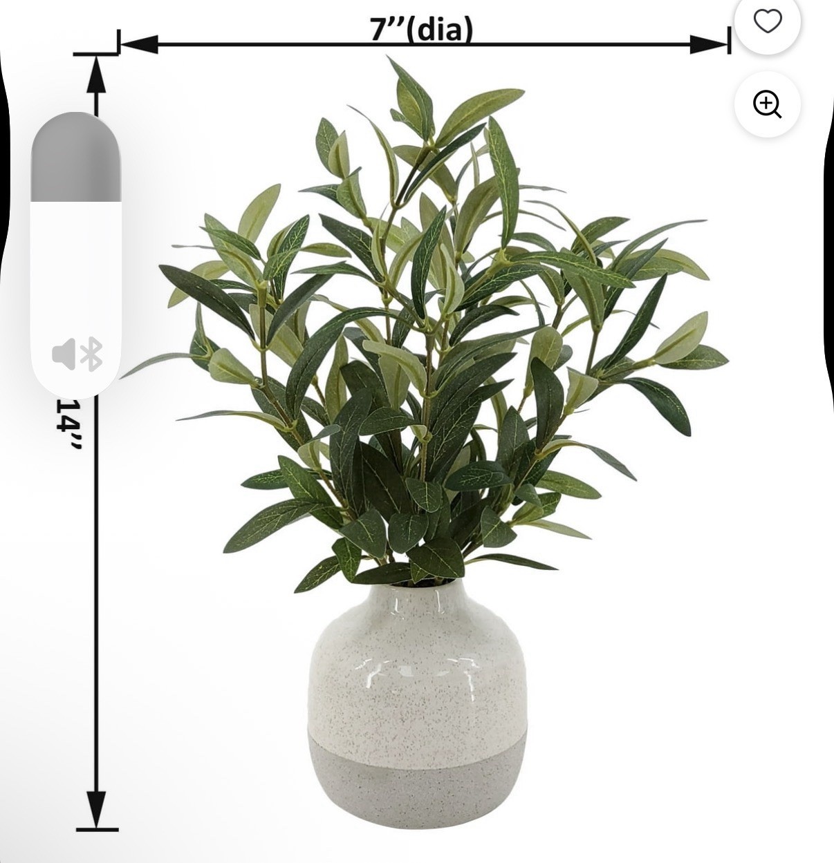 Better Homes & Gardens 14in Indoor Artificial Olive Plant in 2-Tone Ceramic Vase