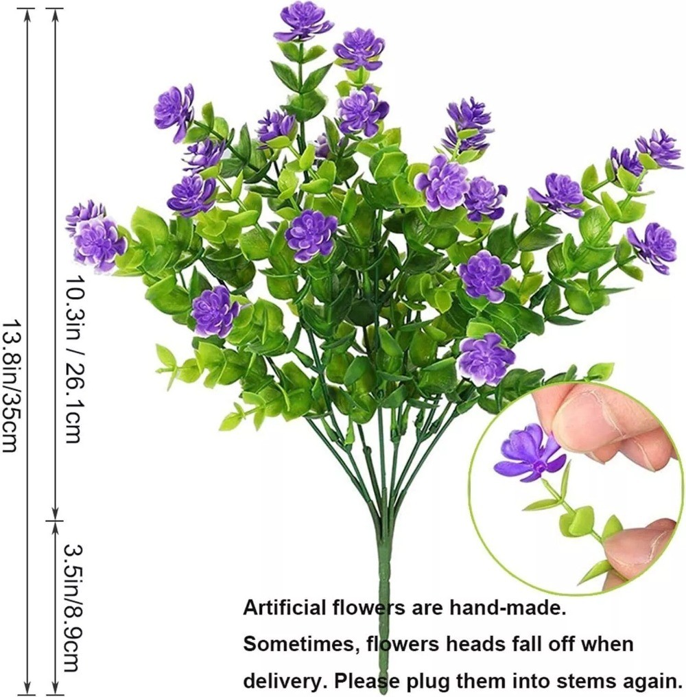 Artificial Lavender Flowers Indoor Outdoor Fake Bouquet Faux Plants Home Decor