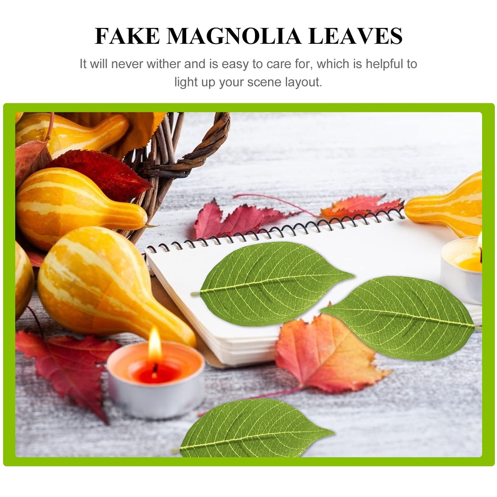50 Pcs Fake Magnolia Leaves Artificial Green Plant Leaves for Home Decor Wedd…