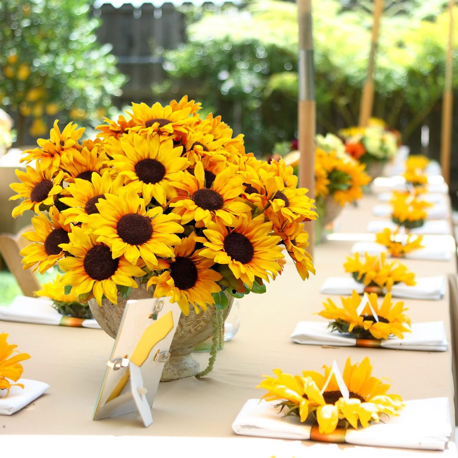 6 Bundles 30 Heads Sunflowers Artificial Flowers Fake Mums Faux Fall Flowers for