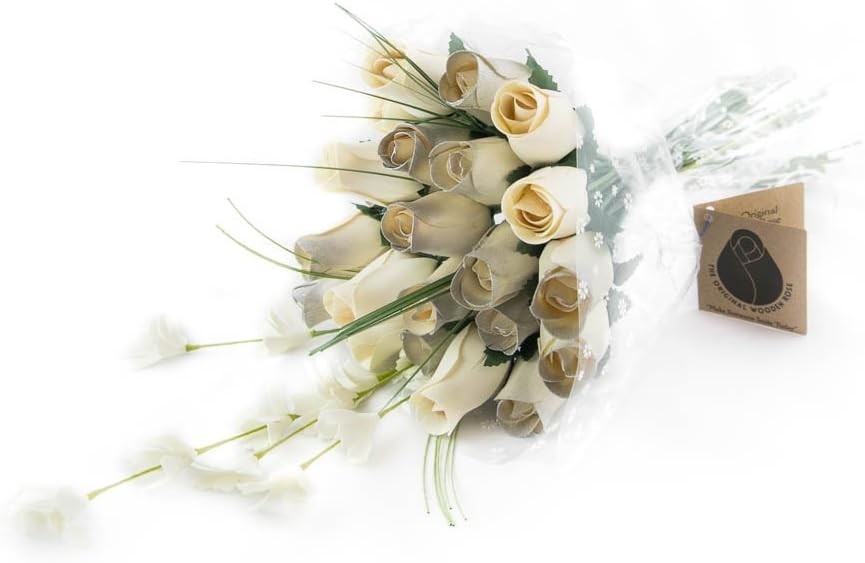 25 Year Anniversary Silver and White Flower Bouquet Closed Bud (2 Dozen)