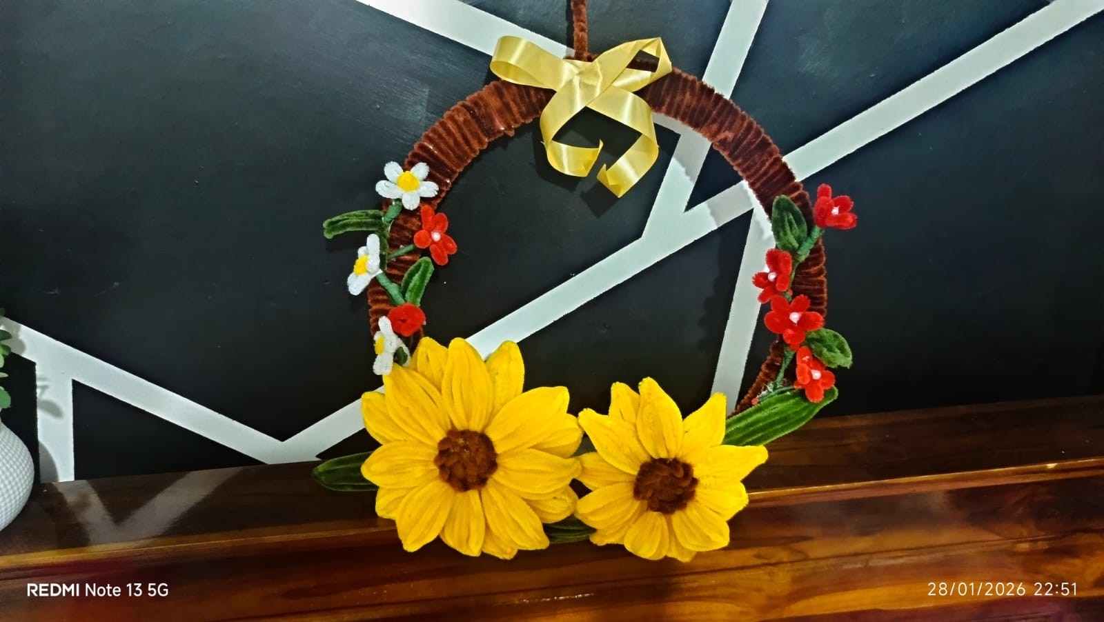 Handmade Yellow Sunflower Wreath Summer Spring Home Wall Decor Housewarming Gift