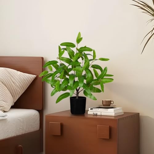 Artificial Plants Indoor with Pot, 19.7″ Tall Fake Potted Plants # Light Green