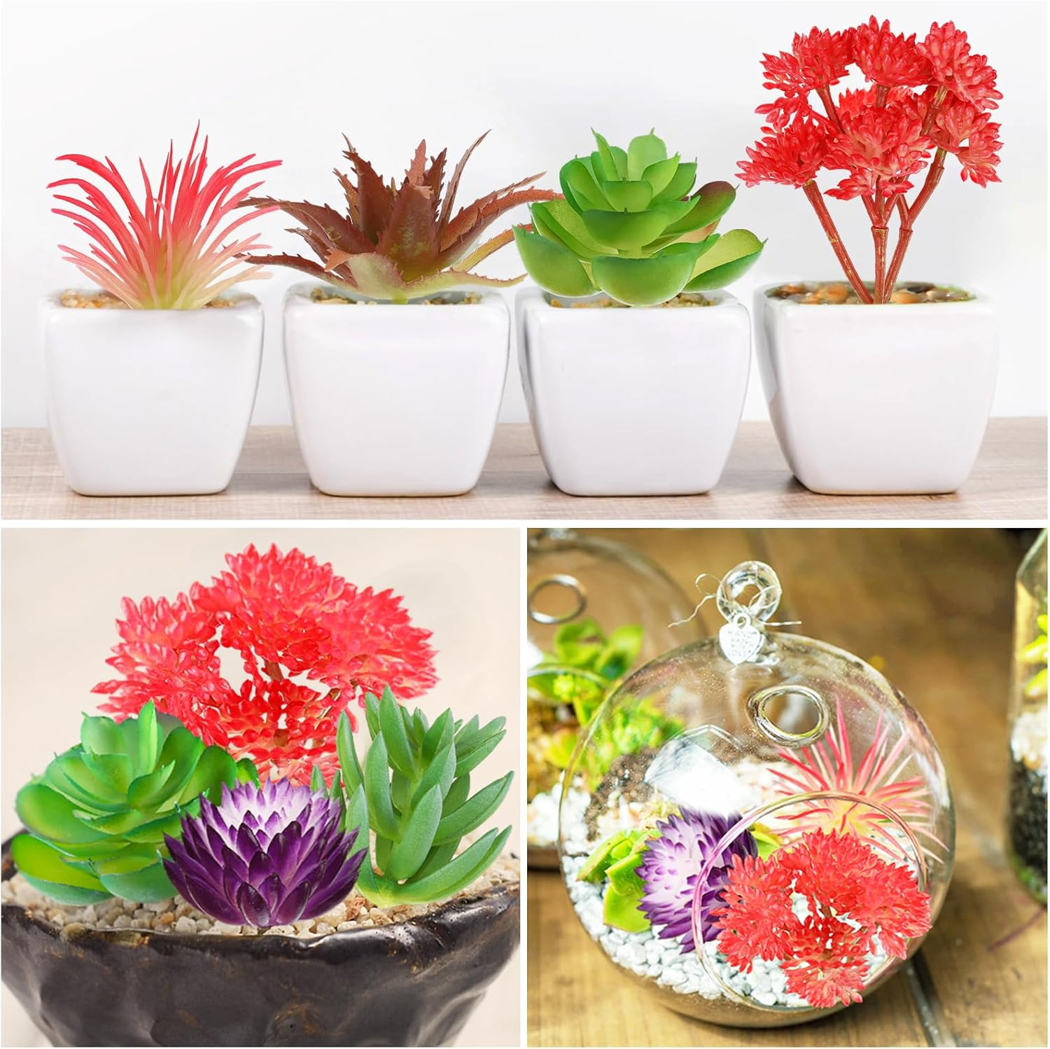 Artificial Succulent Plants, 6Pcs Mini Fake Succulents Plants for DIY