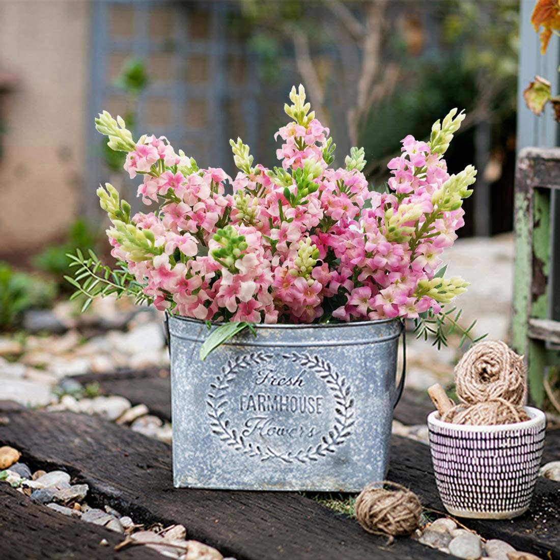 Artificial Fake Flowers Silk Plastic Plant Arrangement for Home Indoor Outdoo…