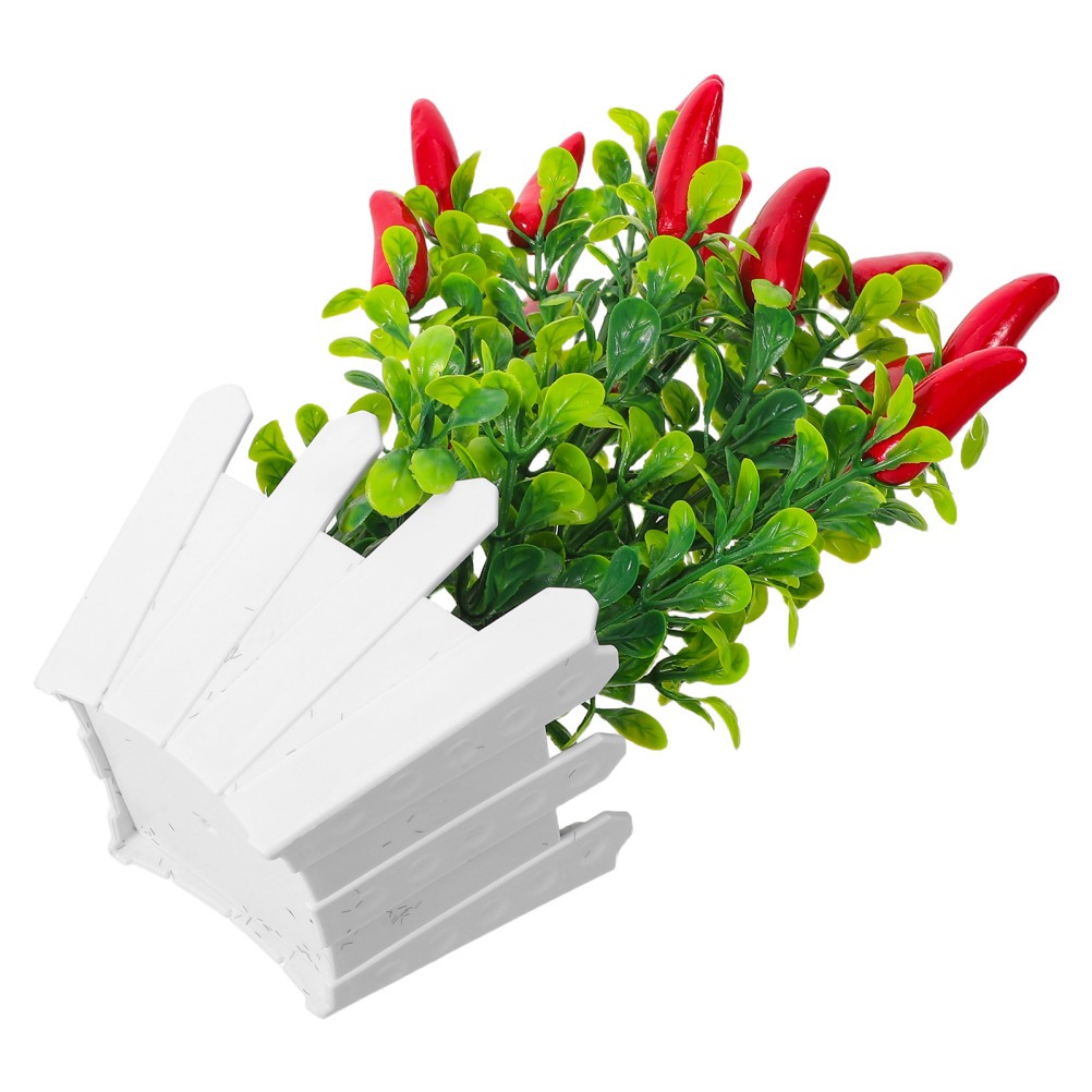 3Pcs Reusable Faux Red Pepper Bonsai Trees Lifelike Plastic Indoor Decoration