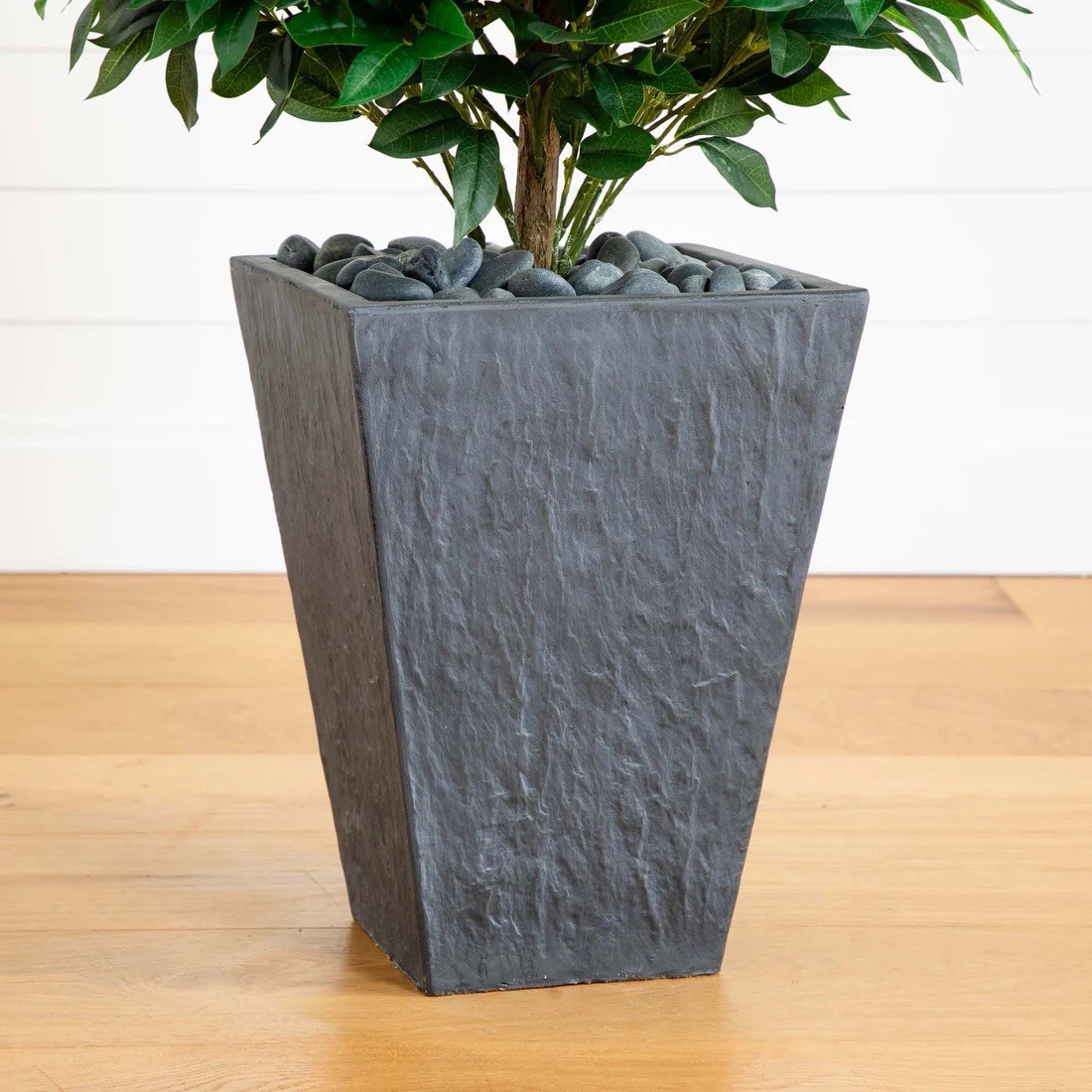 57” UV Bay Leaf Cone Topiary Tree in Slate Planter (Indoor/Outdoor)