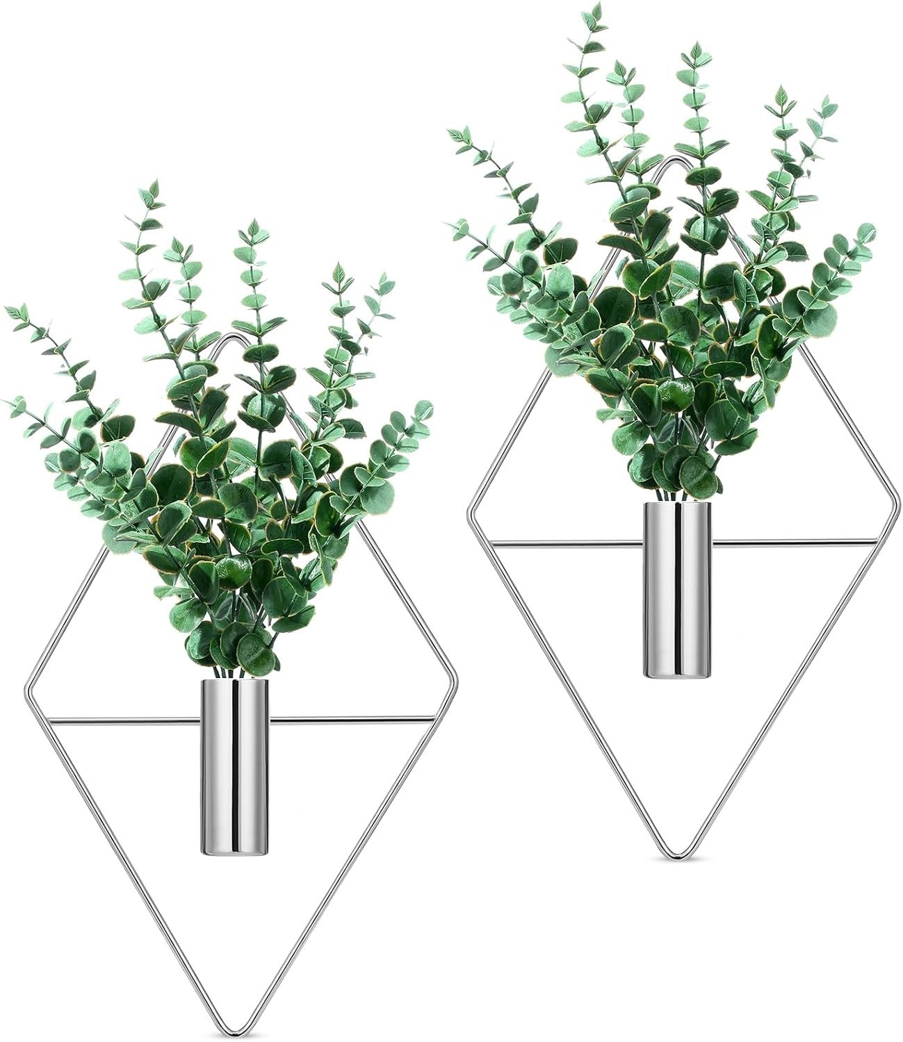 2 Pieces Wall Decor Hanging Planters with Artificial Plants Metal Hanging Vas…