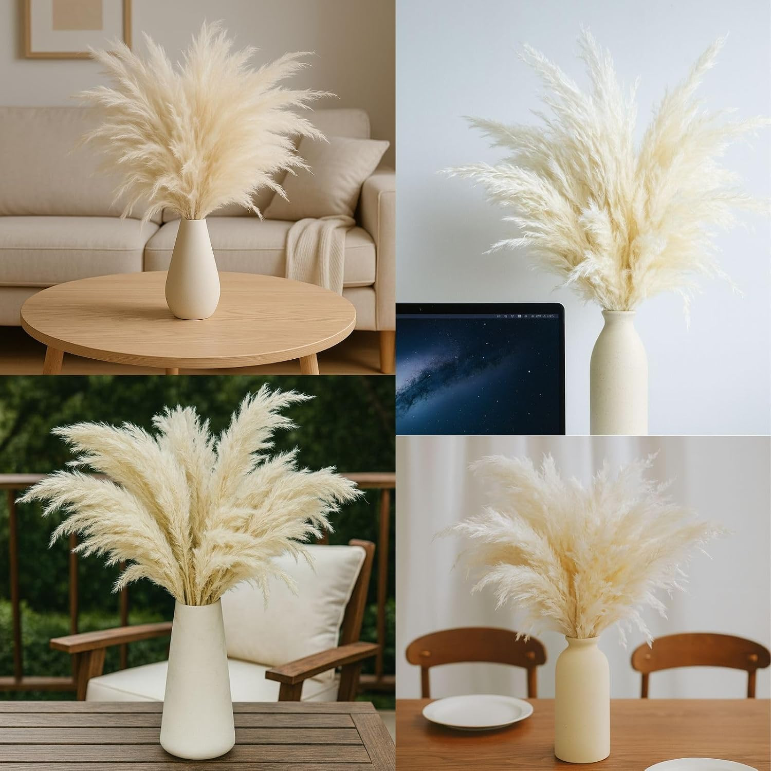 17Inch White Dried Pampas Grass 30 Stems – Pure Elegant Boho Decor for Wedding C