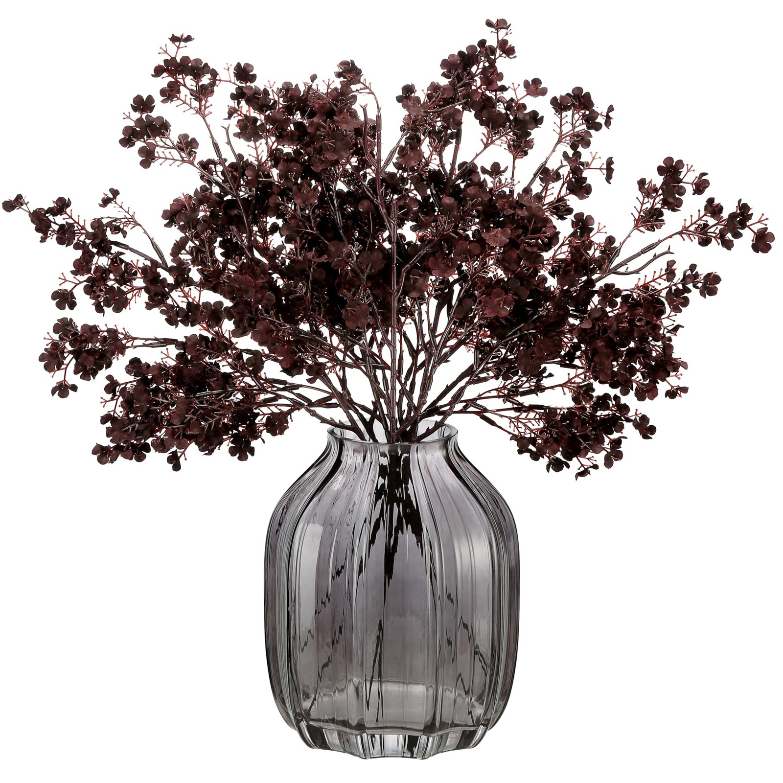 Silk Babys Breath Artificial Flowers Bulk 6pcs Faux 6 Bundles Blackish Red