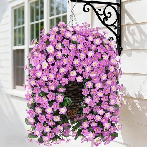 Stunning Faux White Morning Glory Hanging Basket – Simple Assembly & No Watering