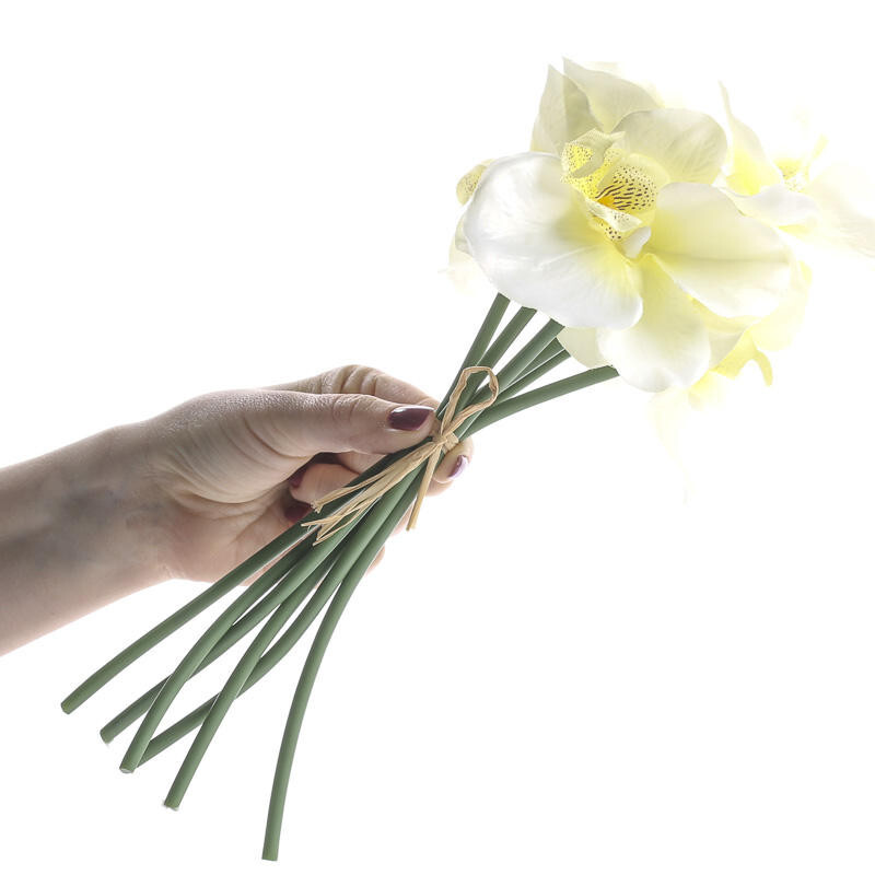 Package of 4 Cream Artificial Orchid 10-1/2″ Floral Bundles