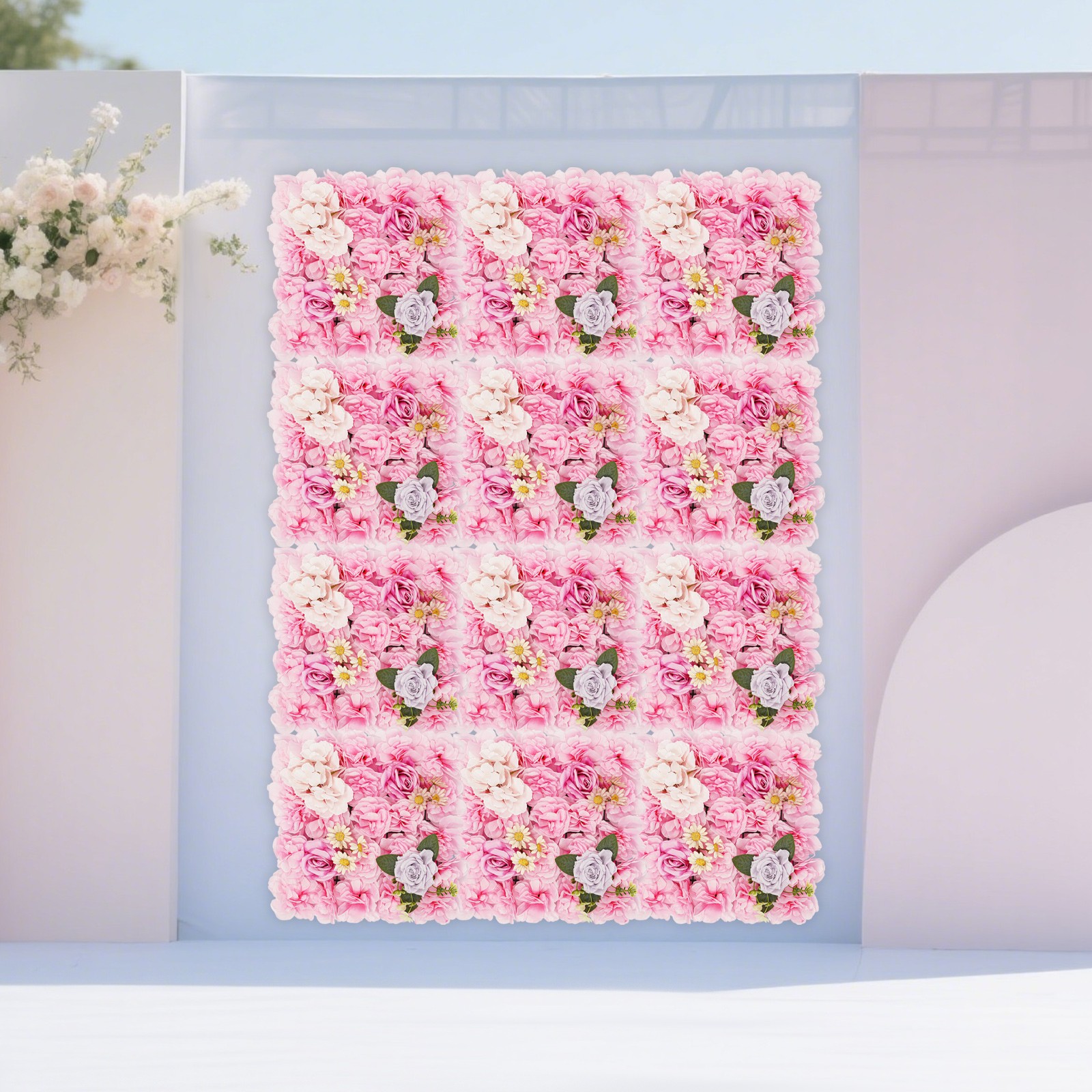 12 Pcs Artificial Flower Wall Panels, Artificial Flowers Wall Panel for Wedding