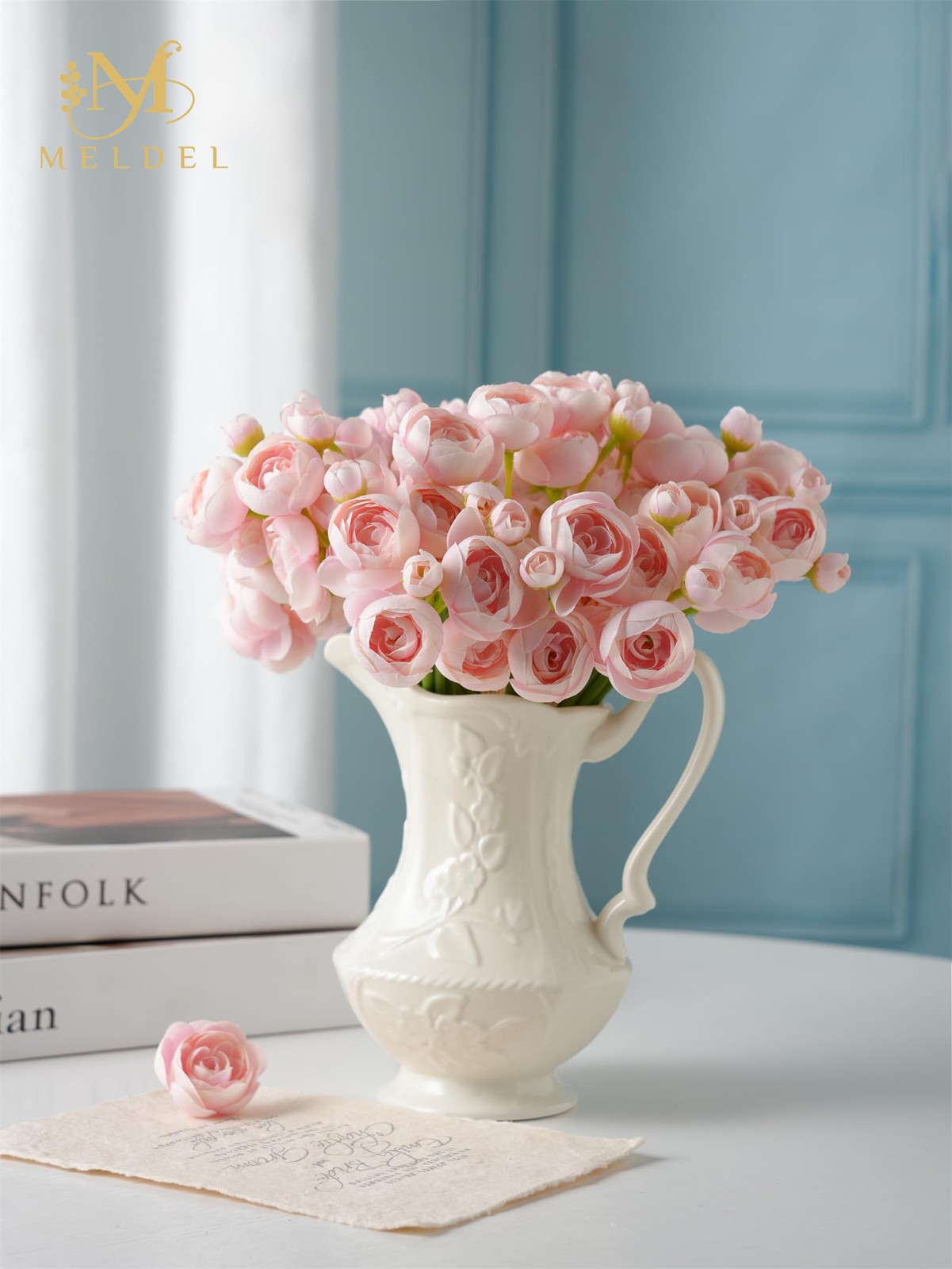 32 PCS Ranunculus Artificial Flower Faux Silk Mini Pink Peony Wedding