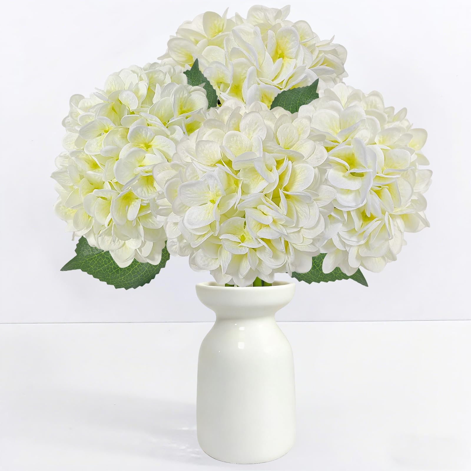 4 Pcs Artificial Hydrangea Flowers, Real Touch Silk Hydrangeas with Stems, Fa…