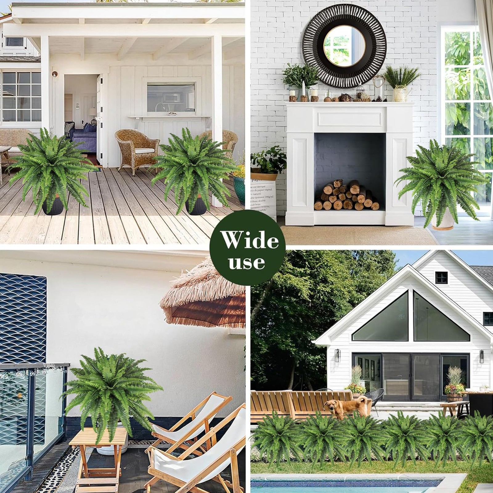 Artificial Ferns for Outdoors & Indoors, 45in Large Fake Ferns Plants with 55…
