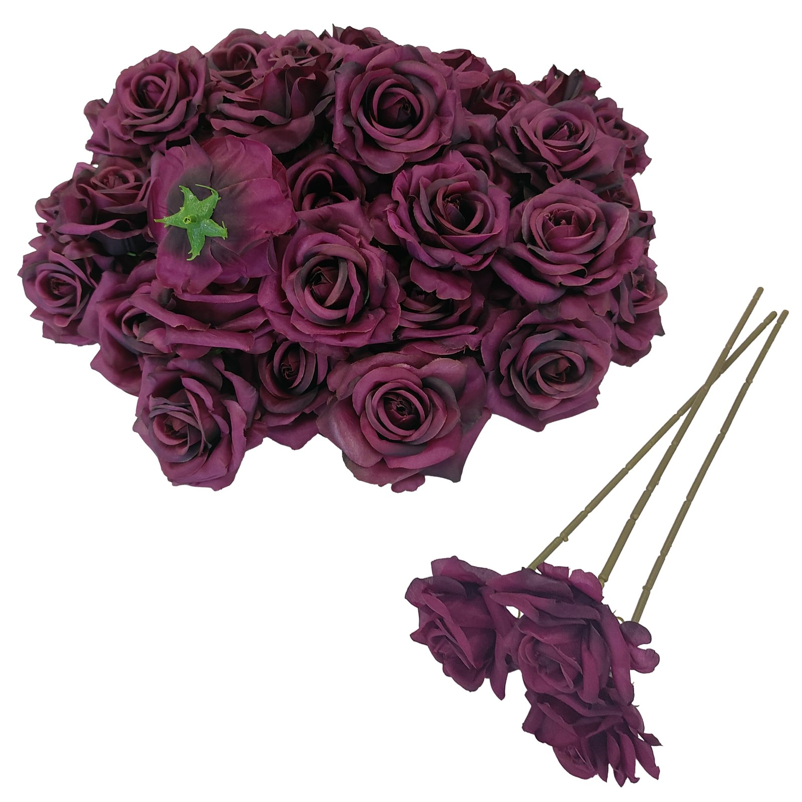 Artificial Satin Rose Flower Heads,48 Pcs Silk Rose Heads with Stems,3.3” Ro…