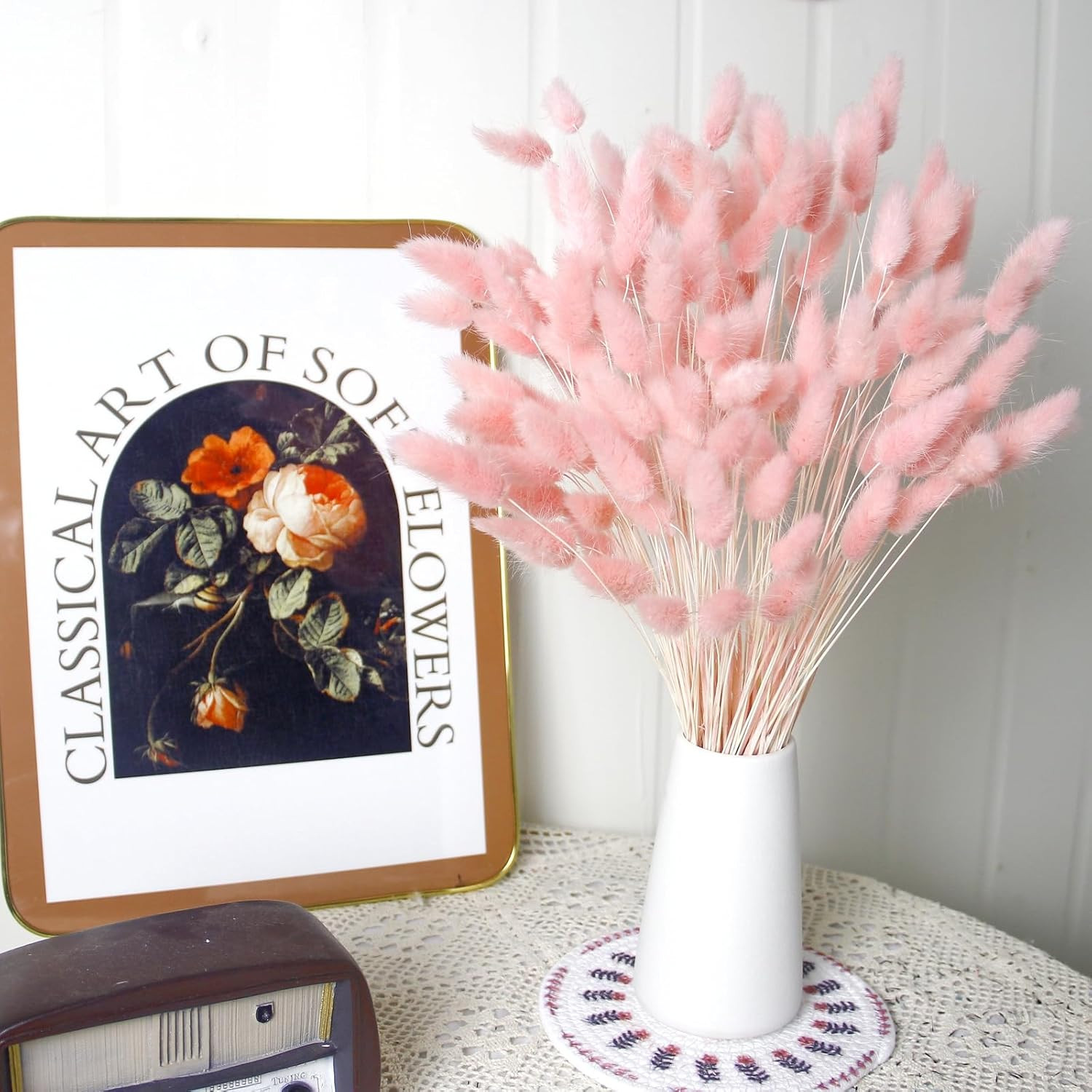 120 PCS Pink Dried Pampas Grass Decor, 17-Inch Pompas Floral, Dry Flowers for De