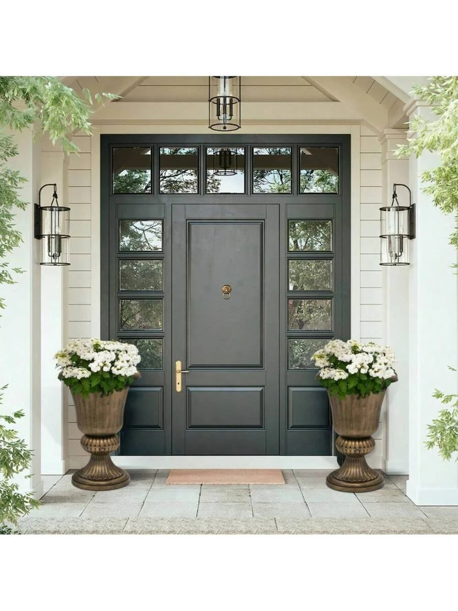 2 PCS 20″ Urn Planters Outdoor Large Weatherproof Tall Flower Pots