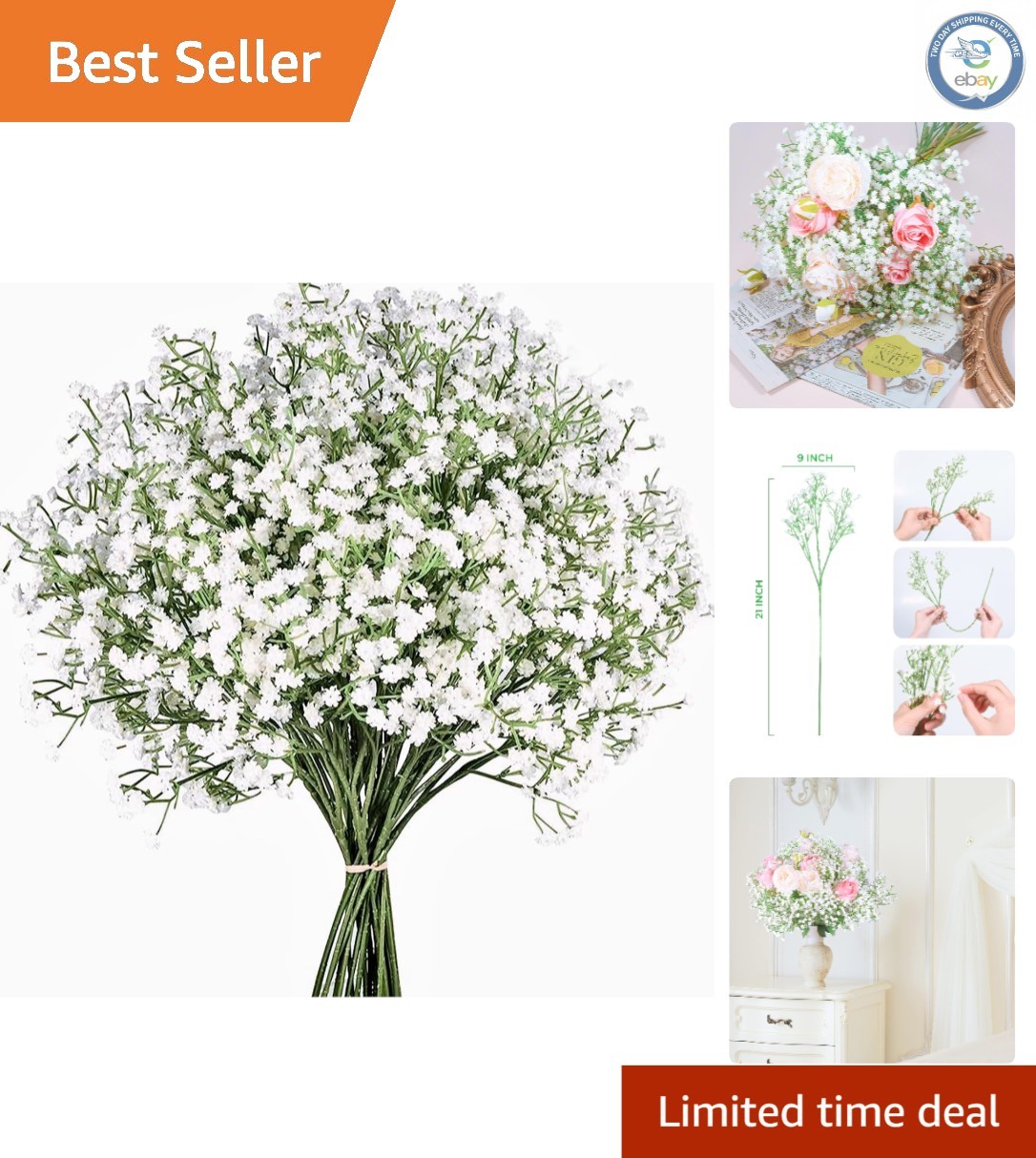 6 Pcs Reusable White Gypsophila Flowers for Romantic Home and Wedding Decor