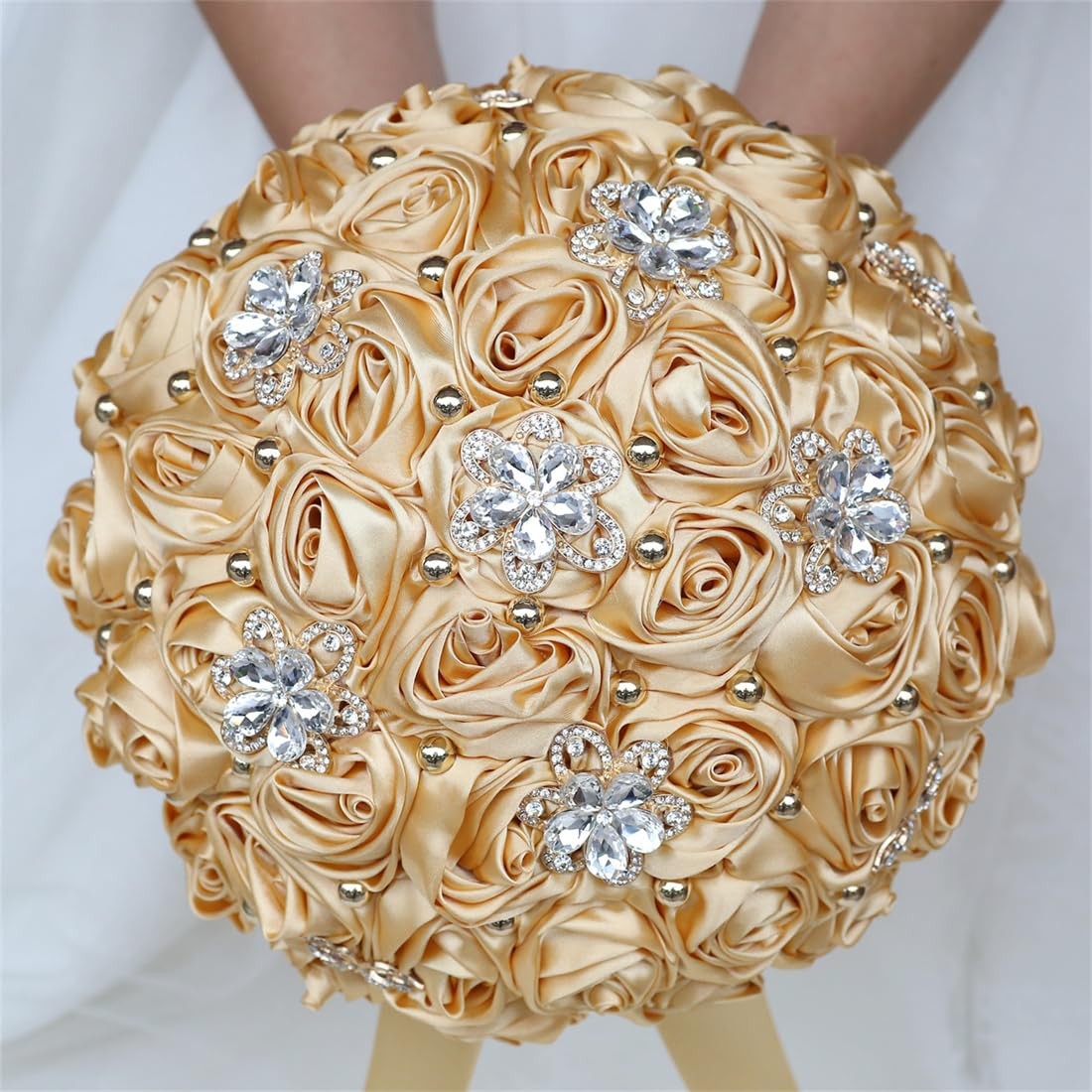 Handmade Rhinestone Bridal Bouquet Crystal Wedding Round Tossing Bouquet Arti…