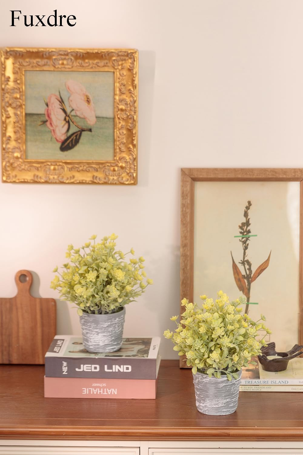2 Pack Faux Small Desk Plants in Vintage Pots – Yellow Spring Decor