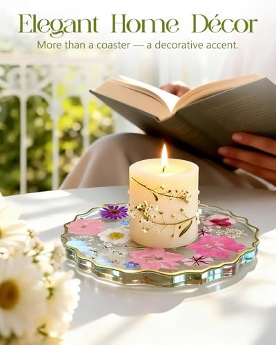 Resin Drink Coaster for Desk Coffee Table-Pink White Cute Medium Pink-white