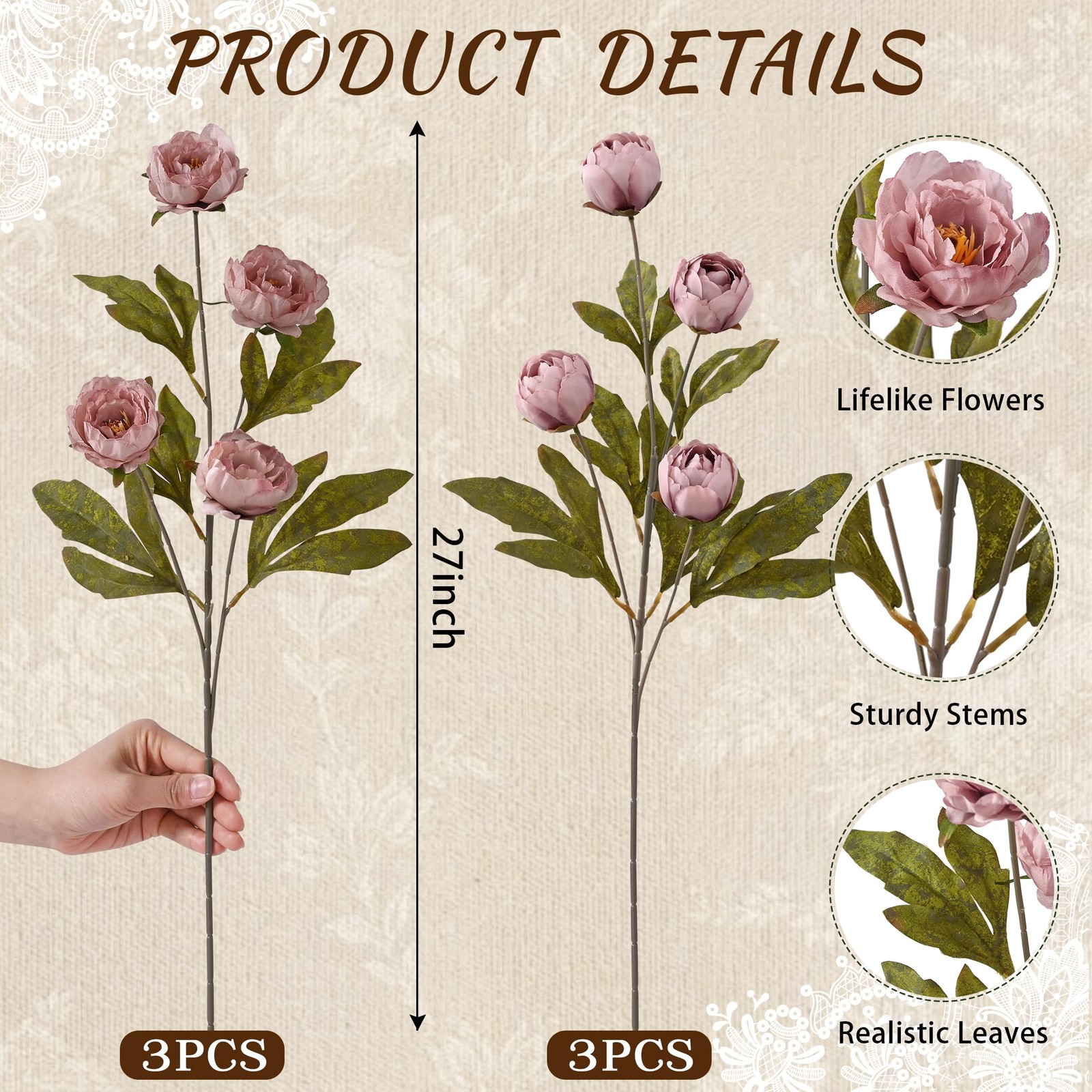 6 Pcs Faux Peonies Artificial Flowers for Vase, Vintage Silk Peony Stems for …