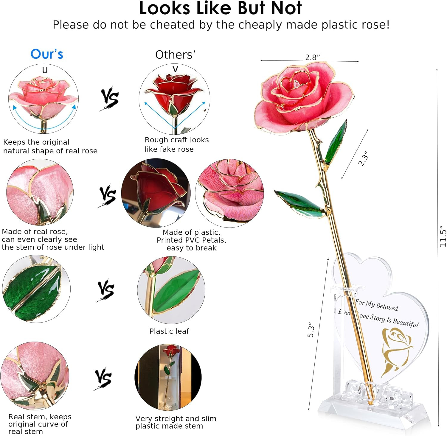 Rosa infinita bano oro resina flor preservada regalo cumpleanos aniversario