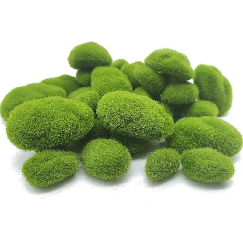 40PCS Faux Moss Rocks Foam Decorative Stones Miniature Gardens Dioramas Planters
