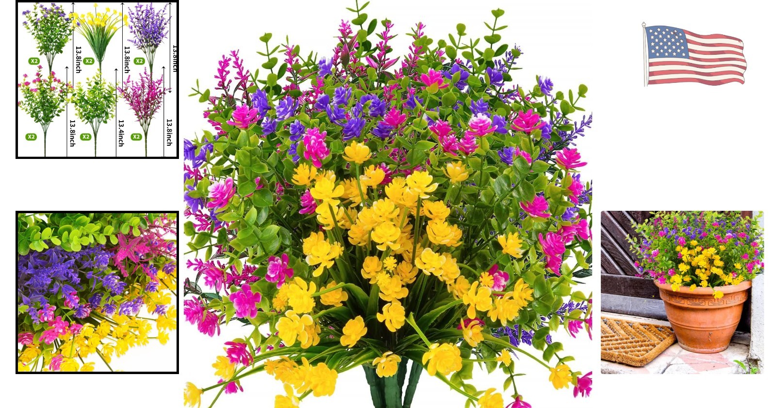 12 Bundles of UV Resistant Faux Flowers – Colorful Lifelike Decor for Any Space