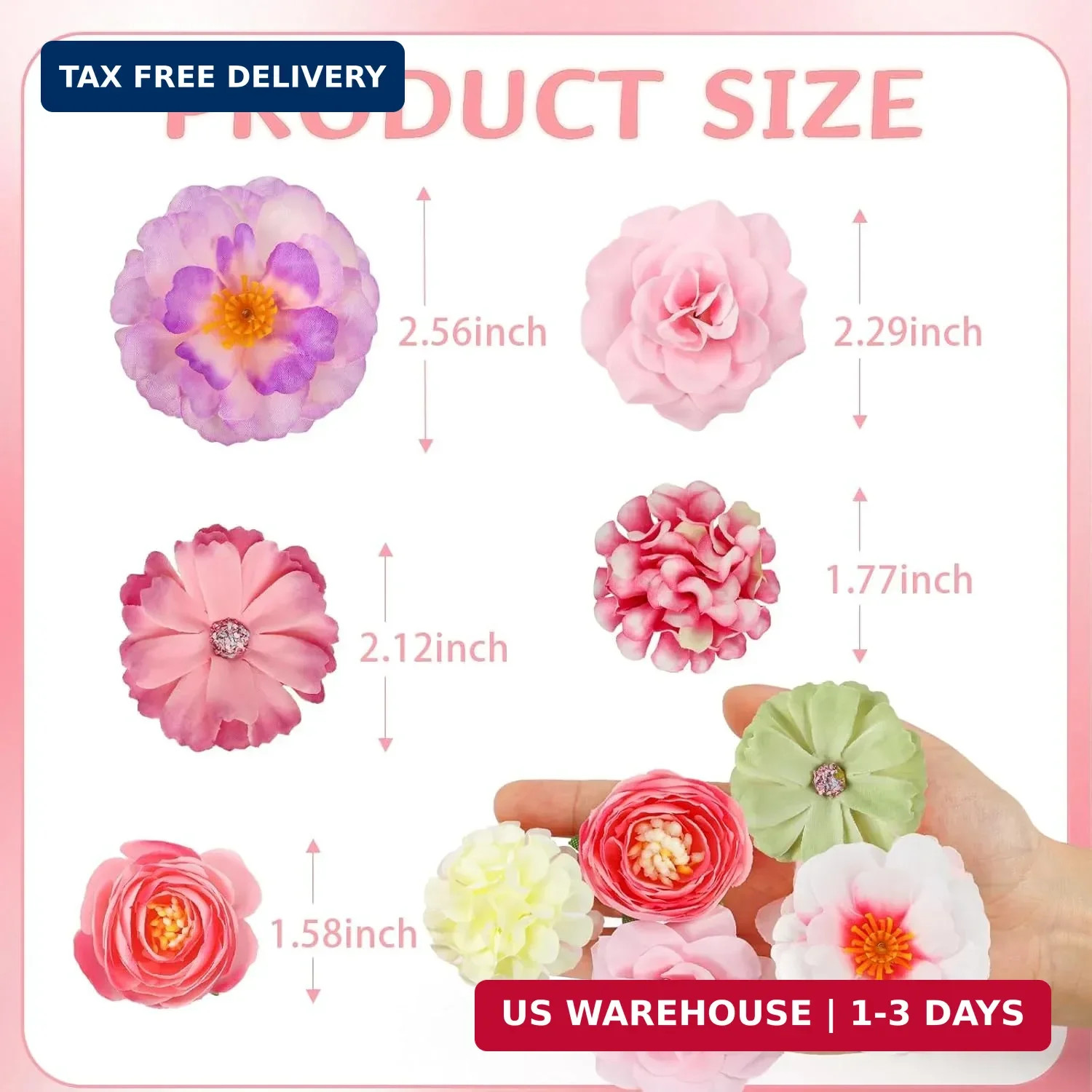 ATTGREAT Fake Flower Heads Mini Silk Flowrs Bulk Small Flower 3D Loose Faux Dais