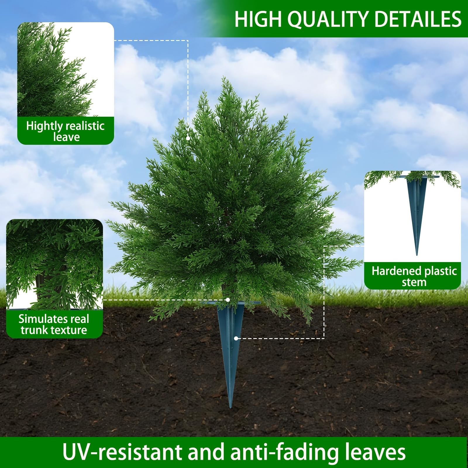 23″ Artificial Cypress Topiary Ball Trees – 2 Pack Faux Shrubs, UV Resistant Out