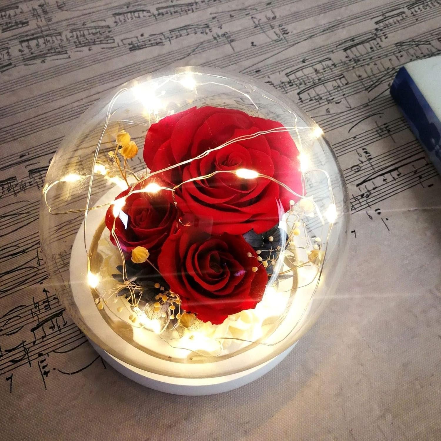 Forever Flowers Real Eternal Roses Preserved Flowers Gift with LED Mood Light…