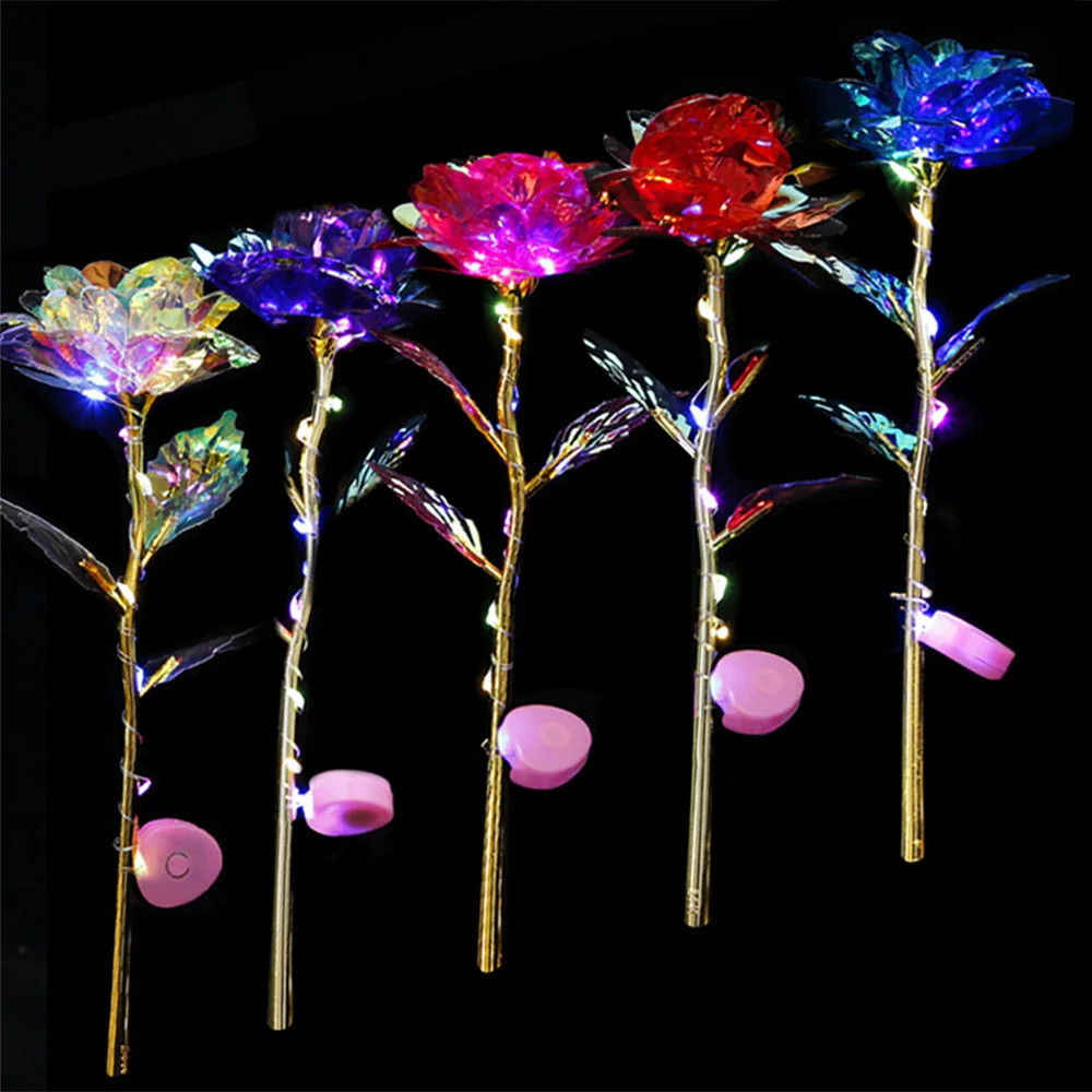 Led Valentine s Day Mother s Day Gift 24K Foil Plated Roses Artifical Flowers