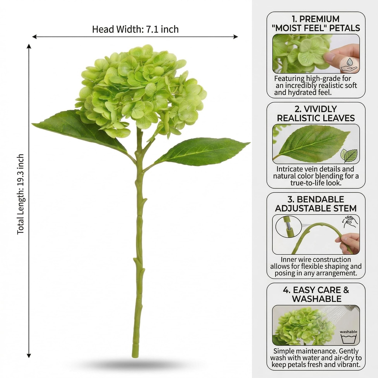 4 Pcs Premium Real Touch Artificial Hydrangea Flowers,20 inch Length Realisti…