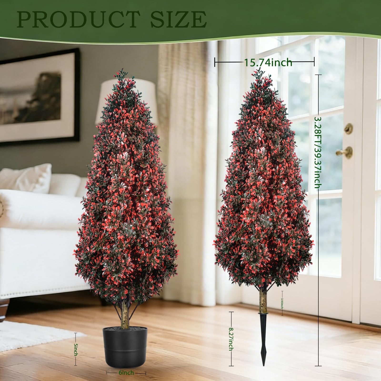 2PACK Tall Faux Potted Plants Artificial Topiary Trees Outdoor Indoor Faux Sh…
