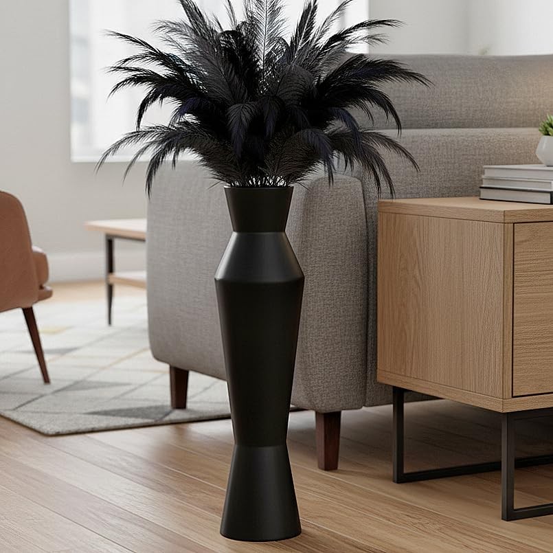 Tall Floor Vase, 23.6in Tall Modern Vase with Weighted Base – 23.6 in Black