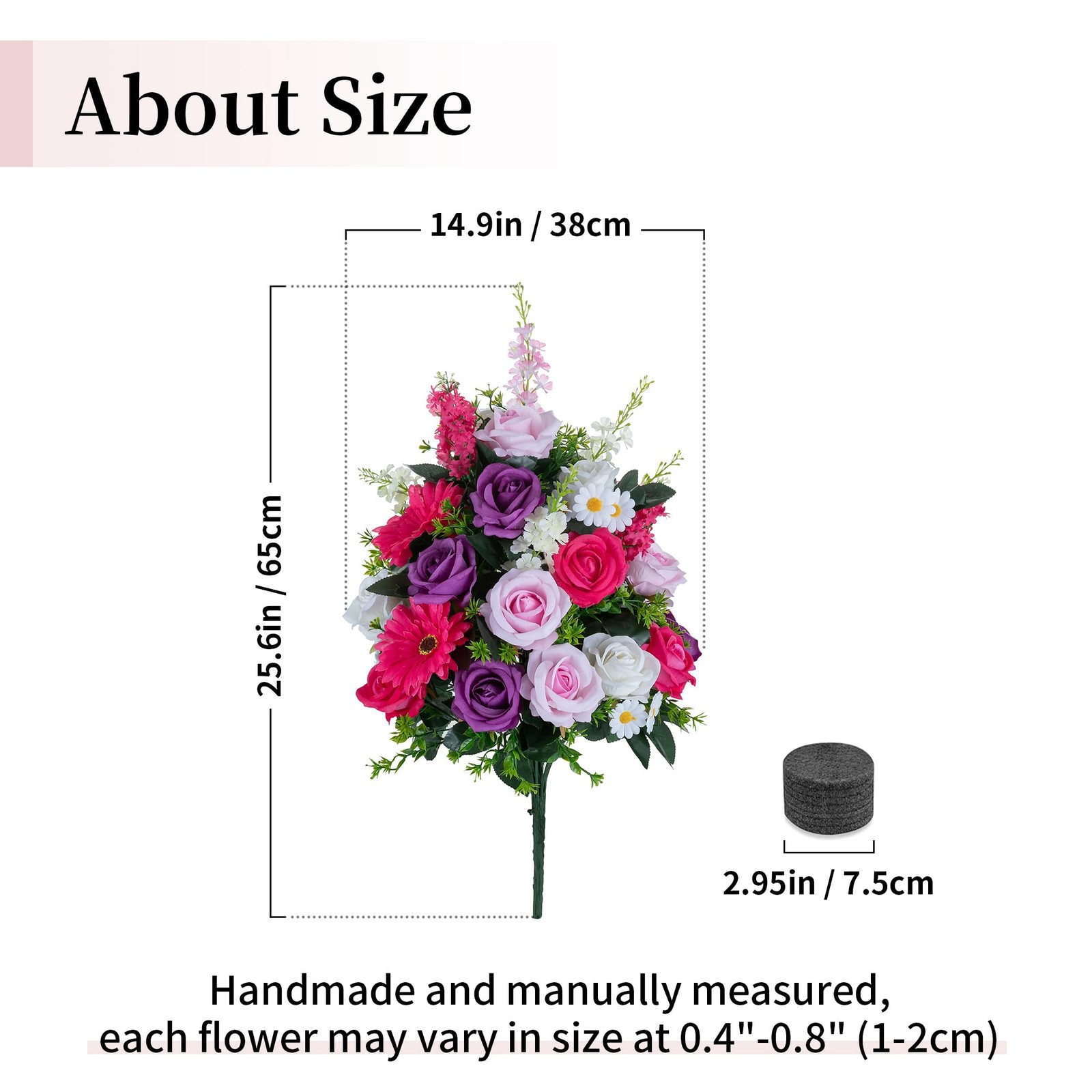 Cemetery Flowers for Grave Fake: Large 33 Heads Velvet Roses Memorial Day Flo…
