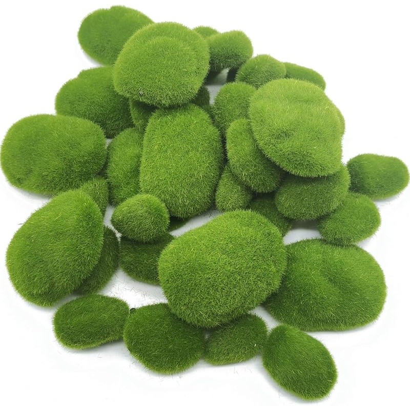 40PCS Faux Moss Rocks Foam Decorative Stones Miniature Gardens Dioramas Planters