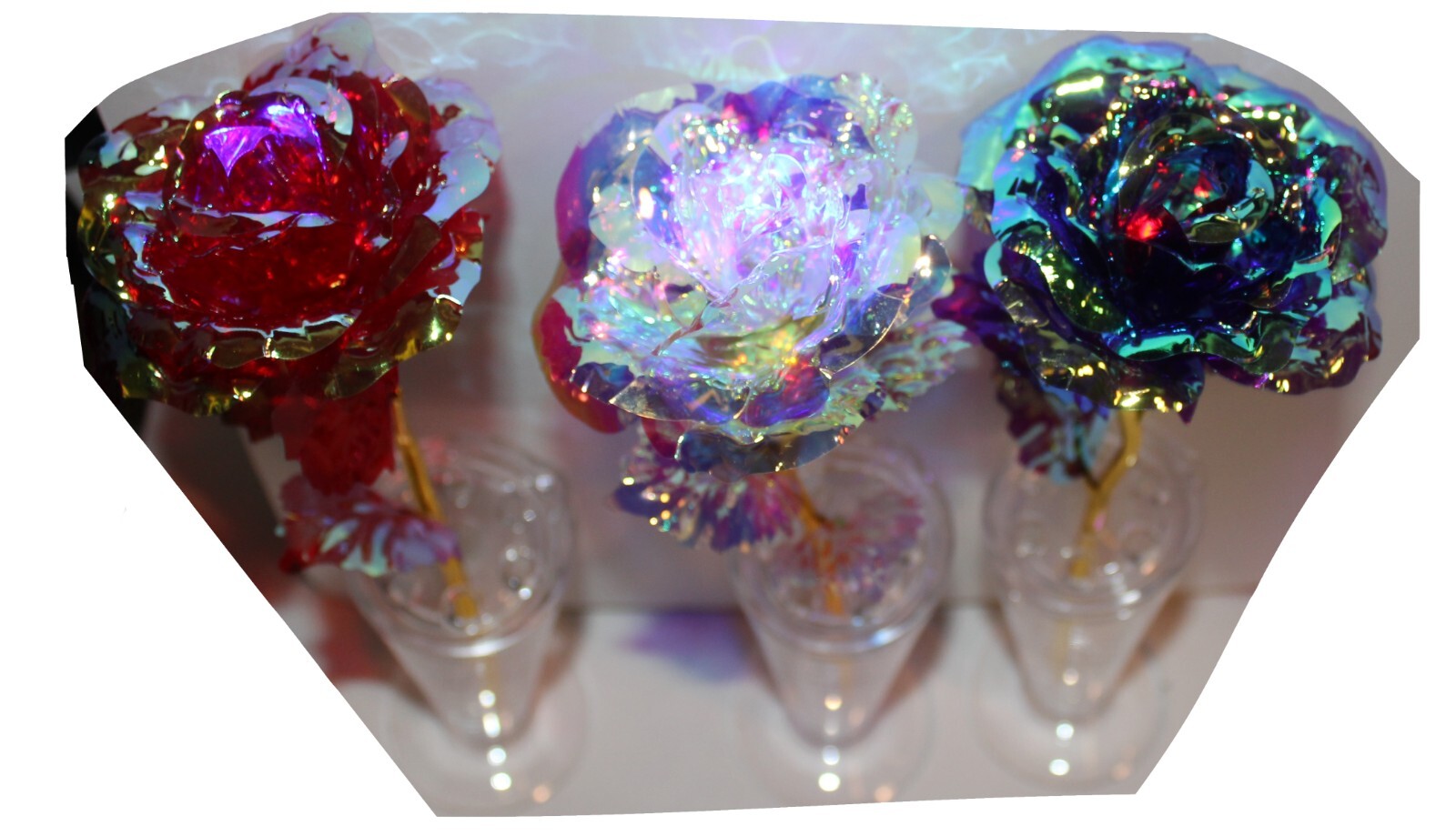 Set of 3 Light Up Roses, 9″ Mothers Day Friendship, Patriotic Love in Gift Box