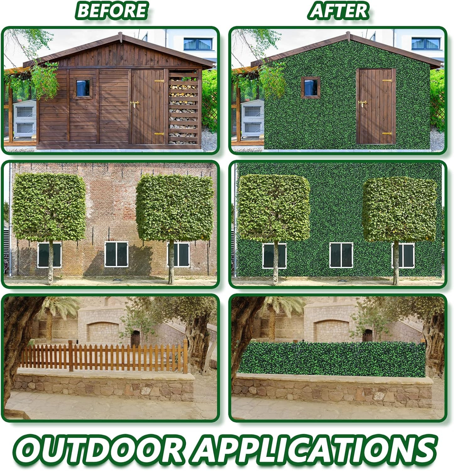 16PCS Artificial Boxwood Panels for Privacy Hedge & Greenery Decor